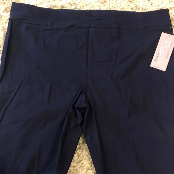 NWT Rekucci Curvy Woman Plus Sz Straight Cut Pant w/Tummy Control Panel Navy Sz - Picture 3 of 6